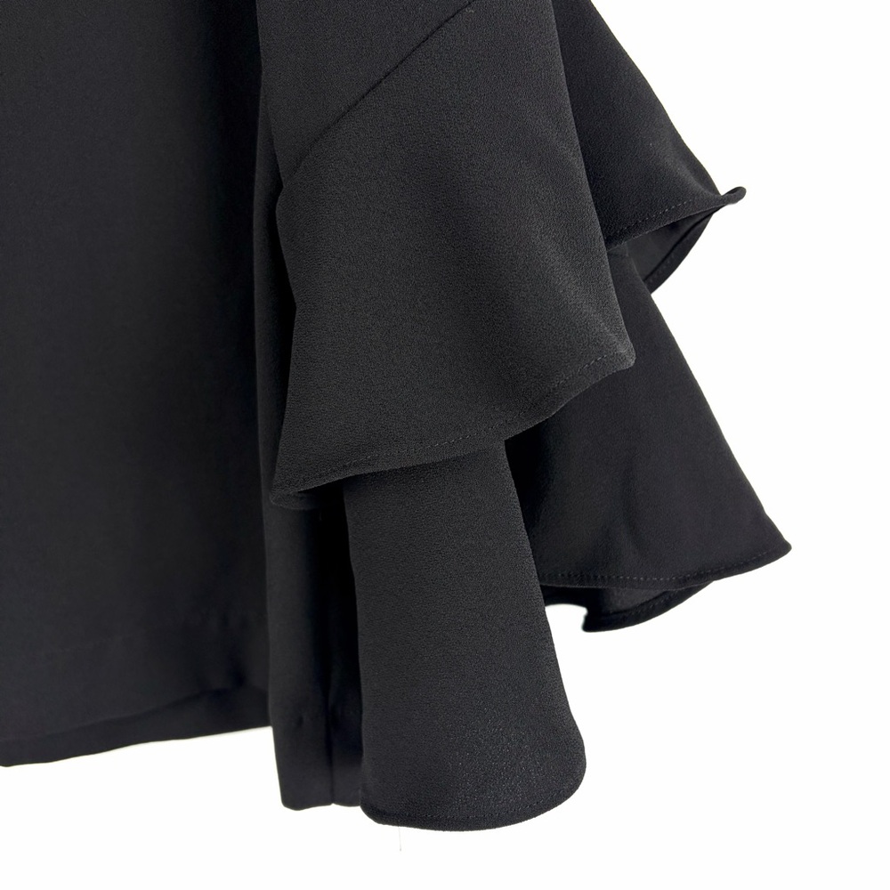 J.Crew Black Ruffle Sleeve Blouse Size 6 Keyhole Back Flowy Top - Picture 9 of 12